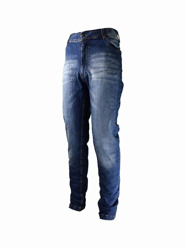 PANTALONE DENIM SERIE COVERT Pantalone denim lungo elasticizzato taglio slim fit Due tasche porta caricatore interne per arma corta Passante posteriore porta coltello Due tasche frontali Due tasche posteriori Logo ricamato OPENLAND X CS sopra tasca porta monete destra