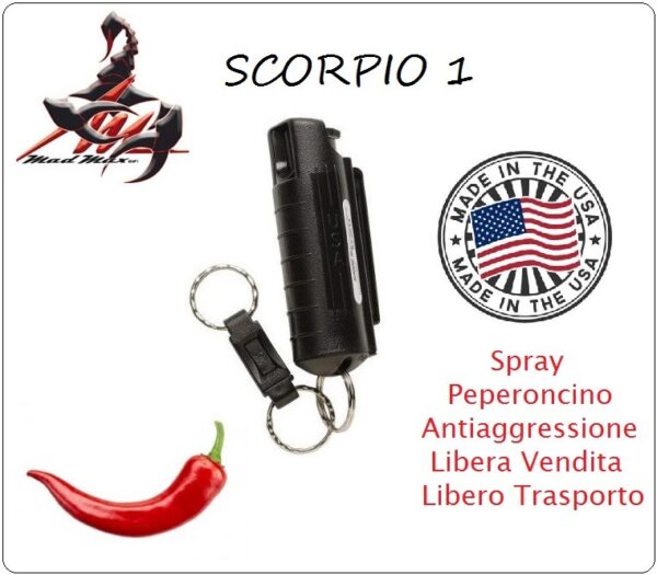 Spray Anti Aggressione Antiaggressione Portachiavi Scorpio 1 Difesa Personale